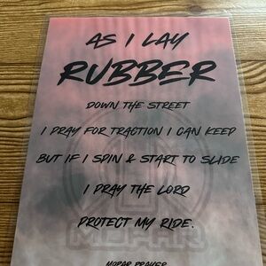 MOPAR PRAYER, As I Lay Rubber Art Print - Black and Gray